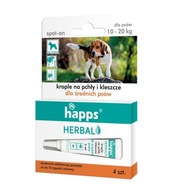 Happs Herbal kvapky proti blchám a kliešťom pre stredné psy 4 kusy