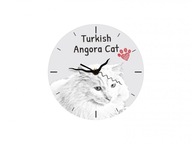 Mačka Angora turecké stojace hodiny s grafikou, MDF