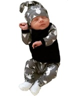 Komplet niemowlęcy dla chłopca SPODNIE CZAPECZKA modny KOMPLET wzory 68 74