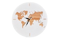 Drevené hodiny s mapou sveta, z dreva, world