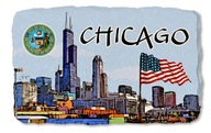 CHICAGO USA magnes na lodówkę kamień pamiątka 520