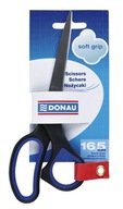 KANCELÁRSKE NOŽNICE DONAU SOFT GRIP ČIERNE 16,5 cm