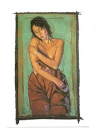 Pocztówka - N.Vrielink, Kobieta / portret 2, w zieleni