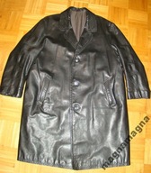 STARY Ciężki SKÓRZANY PŁASZCZ MOTOCYKLOWY RETRO lata 60-te 56/58 2XL 172cm