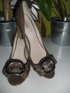 LOLA CRUZ PEEP TOE NUDE TAUPE SKÓRA CAŁE CUDNE 39