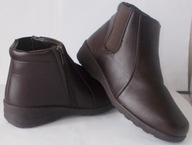 Botki ciepłe sztuczne futerko niski koturn elastyczna wstawka w cholewce 37