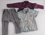 Spodnie lniane H&M 2 lata 92 cm+koszule 2szt 18-24m lato