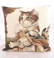 Poduszka gobelinowa Pani Kot wysoka jakość 45x45cm