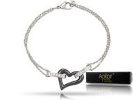 Bransoletka Ceramika Czarne Serce Kryszałki Swarovski PUDEŁKO łańcuszek