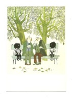 Pocztówka - Julek i Julka i panowie na ławce w jesiennym parku