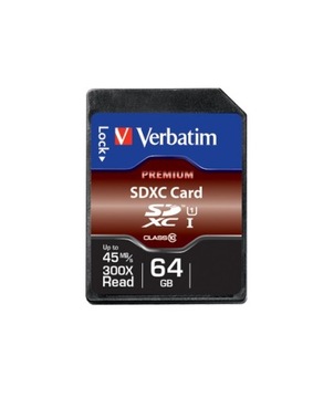 Karta pamięci SDXC Verbatim Premium U1 64GB (90 MB/s) Class 10 UHS-1 V10