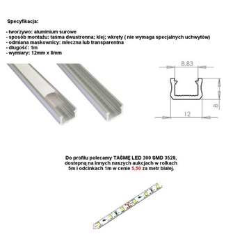 Profil aluminiowy LumiX 1m do tasma led 8mm Poznań
