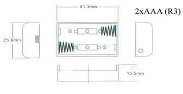 КОРЗИНА ДЛЯ БАТАРЕИ 2x AAA R3 ПЕРЕКЛЮЧАТЕЛЬ R03