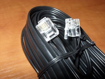 Kabel telefoniczny RJ11 wtyk wtyk 7,5m Czarny