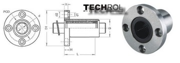 LMF 16 UU ЛИНЕЙНЫЙ ПОДШИПНИК с круглым фланцем