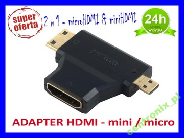 Адаптер 2in1 Dual HDMI 2.0 - Micro Mini - высота 24H