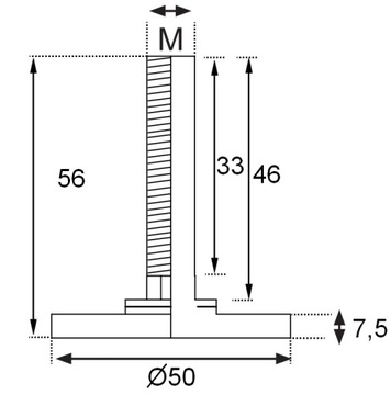 Регулируемая мебельная ножка, ввинчивающаяся ножка, ножка М10.