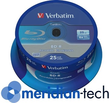 ДИСК VERBATIM BLU-RAY, 25 ГБ, 6X ТОРТ ДЛЯ ПЕЧАТИ*25 — 43811