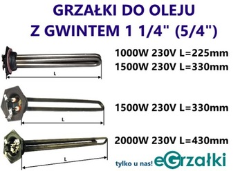 Grzałka prosta, miękka 1000W 230V 1200mm i więcej