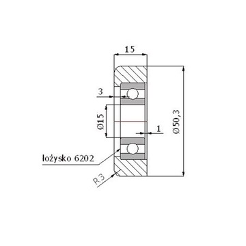 Rolka kółko metalowe fi. 50,3 mm do bram