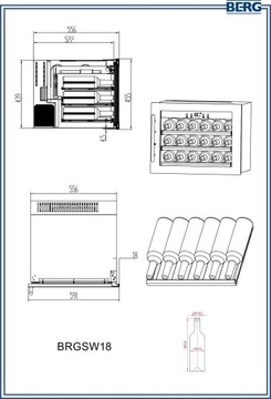 BERG BRGSW18 встроенный винный погреб, черное стекло