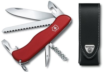 Victorinox 0.8863, Нож рюкзаковый карманный + кожаный чехол 4.0523.3, 111 мм