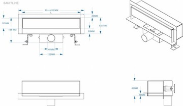 Линейный трап Sanitline настенный 90см 2в1 PL