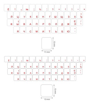 Наклейки на клавиатуру УКРАИНСКАЯ КИРИЛЛИЦА 6 цветов