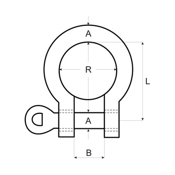 Дужка Omega, НЕРЖАВЕЮЩАЯ НЕржавеющая сталь, Кислотостойкая, 8 мм, 1 шт.