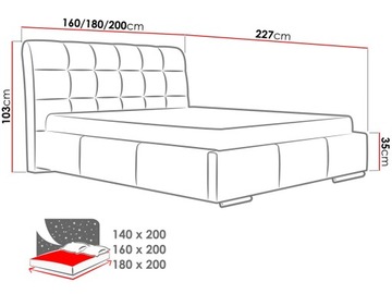 podwójne ŁÓŻKO do sypialni AMBER G 180x200 łoże