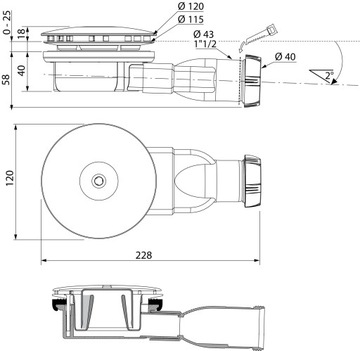 Сифон для душа 90 R400W SLIM низкий RADAWAY