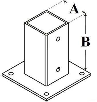 АНКЕРНЫЙ КРОНШТЕЙН ДЛЯ ОСНОВАНИЯ СТОЙКИ НА БОЛТАХ 100x100