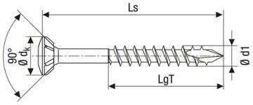 SPAX wkręty nierdzewne 4,5x40mm CUT stożek częśc.