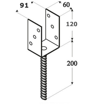 Podstawa słupa do wmurowania kotwa U 90 mm gr 4mm