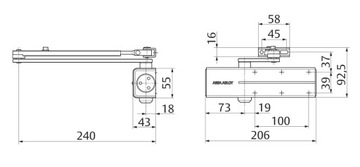 ASSA ABLOY DC140 коричневый доводчик с замком