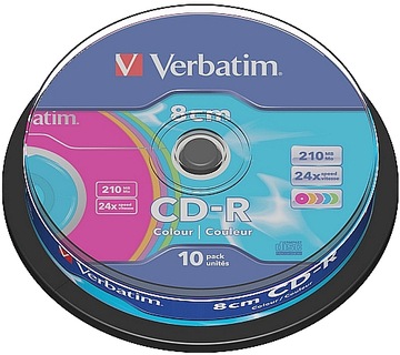 Verbatim Mini CD-R 210 МБ, цветной, 10 шт.