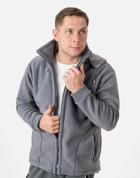 Теплая мужская флисовая толстовка с капюшоном Men's Fleece MAX01 4XL серая