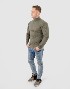 Elegancki Sweter Golf Męski Golfy WXM 5XL oliwkowy