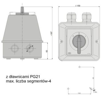 Коммутатор питает сеть генератором на 63А в корпусе IP65.