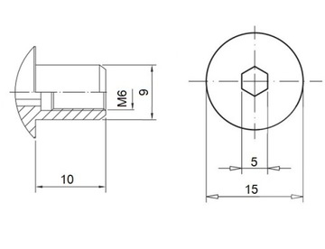 ГАЙКА ERICSON, сферическая M6 x 10 мм, ГАЙКИ ОЦИНКОВАННЫЕ - 10 ШТ.