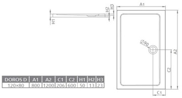 RADAWAY ПРЯМОУГОЛЬНЫЙ ДУШЕВОЙ ПОДДОН DOROS D 120x80x5см