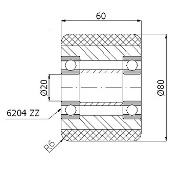 РОЛИК РОЛИК ДЛЯ ТЕЛЕЖКИ 80x60 мм