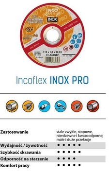 ШЛИФОВАЛЬНЫЙ ДИСК INOX PRO 125 x6,5 INCO 10 шт.