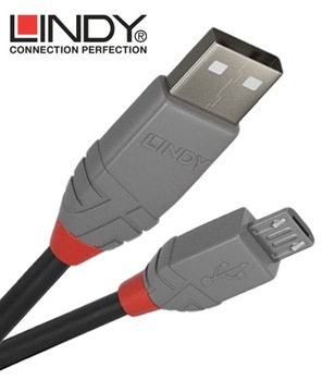 Lindy 36734 USB 2.0 A — линейный кабель Micro B Anthra — 3 м