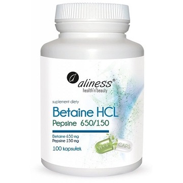 BETAINE HCL Бетаин, пепсин 650/150 мг х 100 капсул