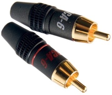 РАЗЪЕМЫ RCA SUPRA RCA-6, ПАРА ПОДТЯЖЕК, ПОЗОЛОЧЕННЫЕ 24 КАРТА