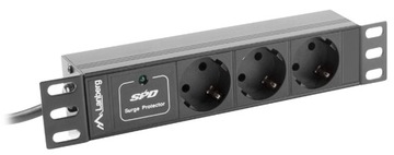 RACK STRIP 10'' 1U 10A 3X SCHUKO 2M ЧЕРНЫЙ
