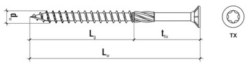 СТОЛЯРНЫЕ ВИНТЫ WKCS 10x200 TORX С КОНИЧЕСКОЙ ГОЛОВКОЙ KLIMAS 10 шт.