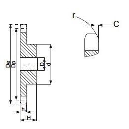 Цепное колесо 10B1 Z25 5/8 дюйма, 25 закаленных зубьев.