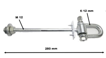 КРЮК ДЛЯ КРЕПЛЕНИЯ КАЧЕЛЕЙ С ШАКЕЛЕМ M12x270 + ШТИФТЫ 12